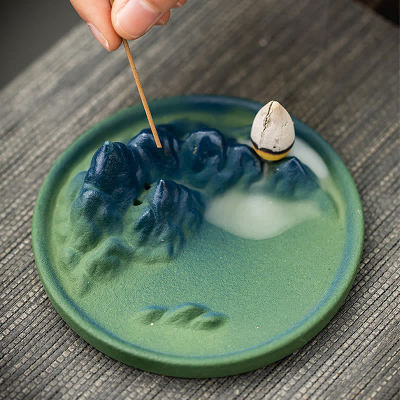 Creative Mountain River Ceramic Backflow Incense Burner