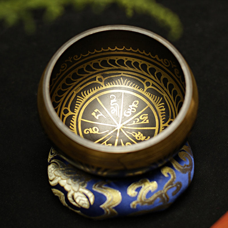 Tibetan Meditation Sound Bowl Handcrafted for and Mindfulness Support Protection Singing Bowl Set
