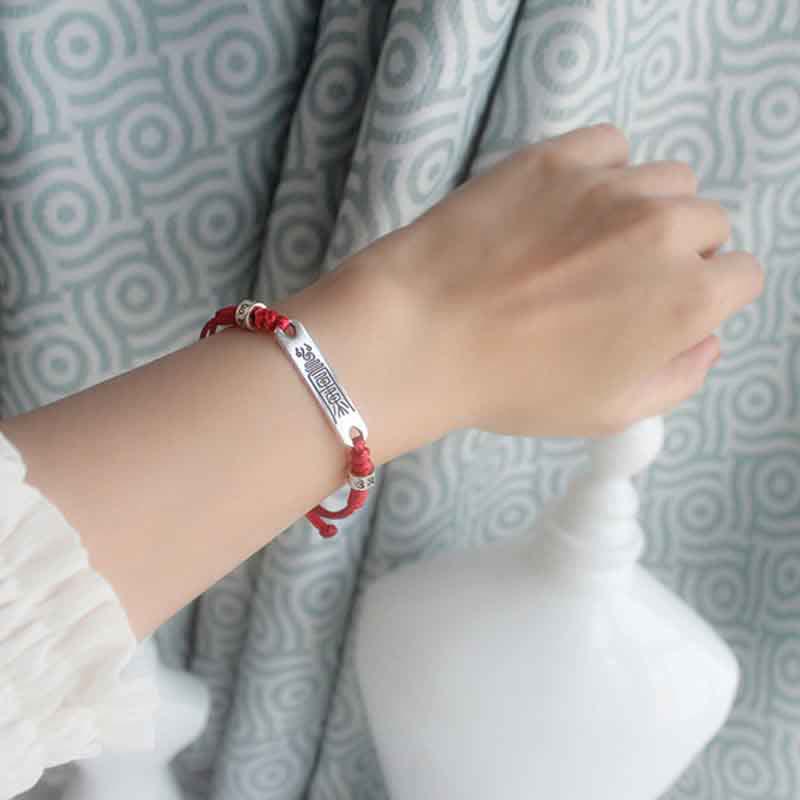 925 Sterling Silver Red String Luck Strength Braid Bracelet