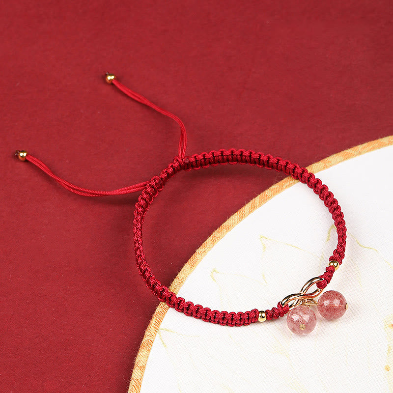 Natural Strawberry Quartz Amethyst Green Phantom Bead Positive Bracelet