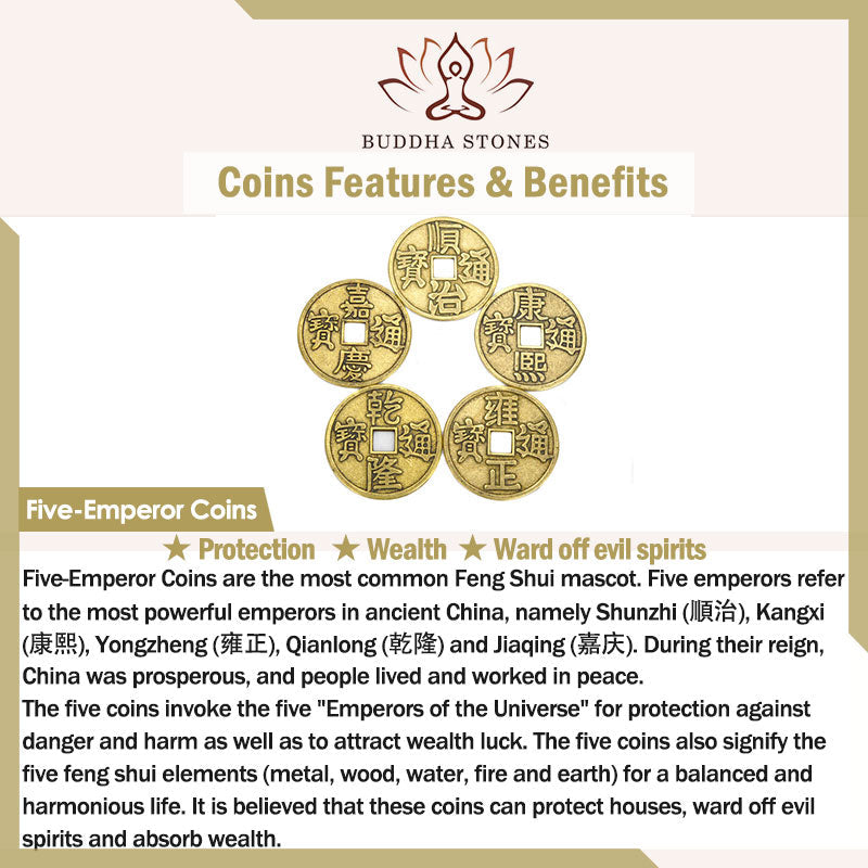 Handmade Five Emperor Coins Wealth String Braided Bracelet