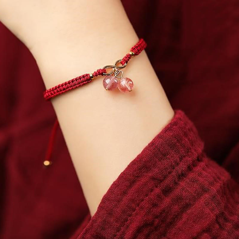 Natural Strawberry Quartz Amethyst Green Phantom Bead Positive Bracelet