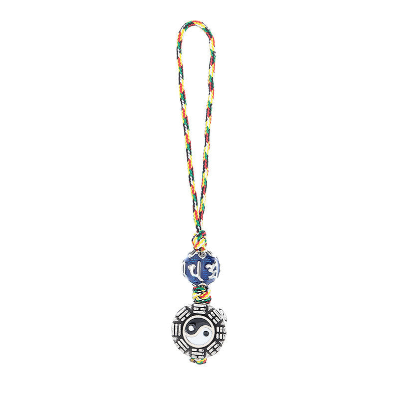 Yin Yang Symbol Om Mani Padme Hum Bagua Copper Harmony Key Chain