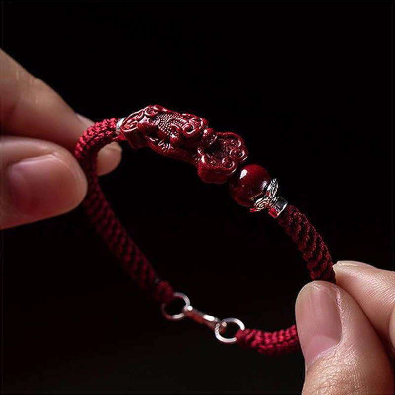 Handcrafted PiXiu Cinnabar Wealth Luck Braided Bracelet