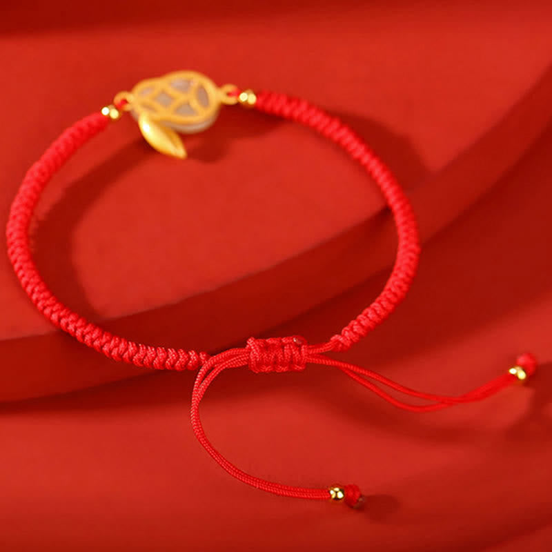 925 Sterling Silver Year of the Rabbit Hetian White Jade Luck Red String Protection Bracelet