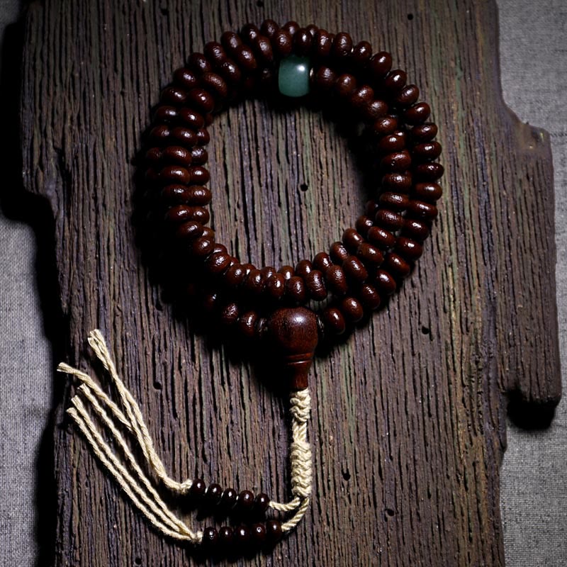 Natural Tibet 108 Mala Beads Purple Bodhi Seed Three-eyed Dzi Bead Copper Dorje Harmony Bracelet