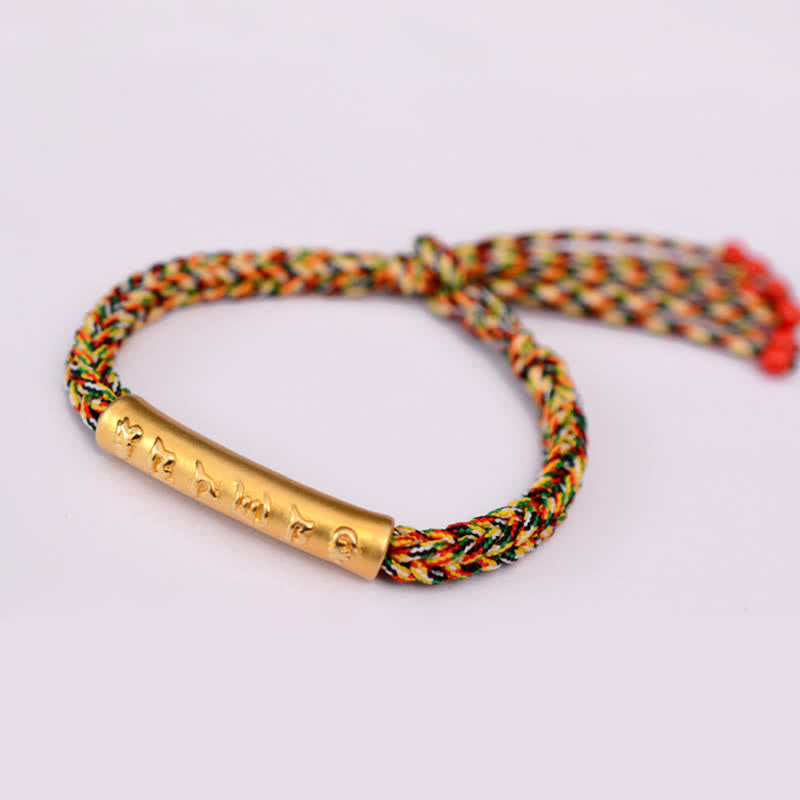999 Sterling Silver Om Mani Padme Hum Protection Strength String Bracelet