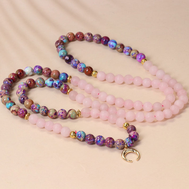 108 Beads Miano Real Pink Crystal Mala Bracelet
