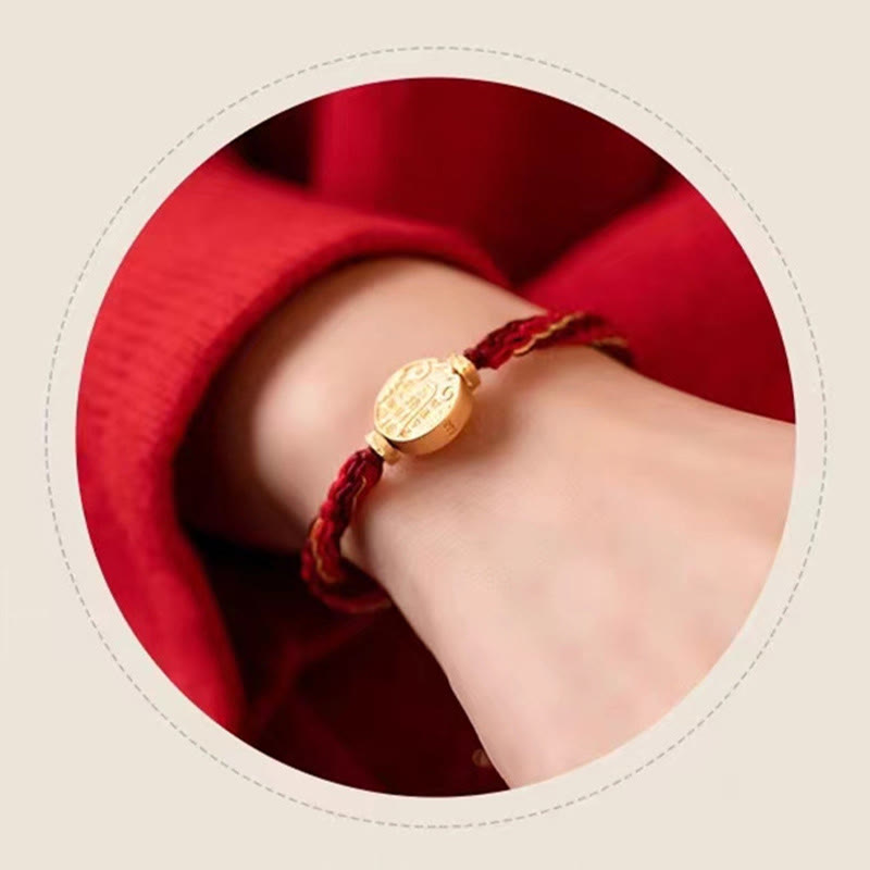 Five Directions Gods of Wealth Handmade Reincarnation Knot Protection String Braid Bracelet