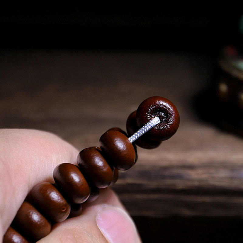Natural Tibet 108 Mala Beads Purple Bodhi Seed Three-eyed Dzi Bead Copper Dorje Harmony Bracelet