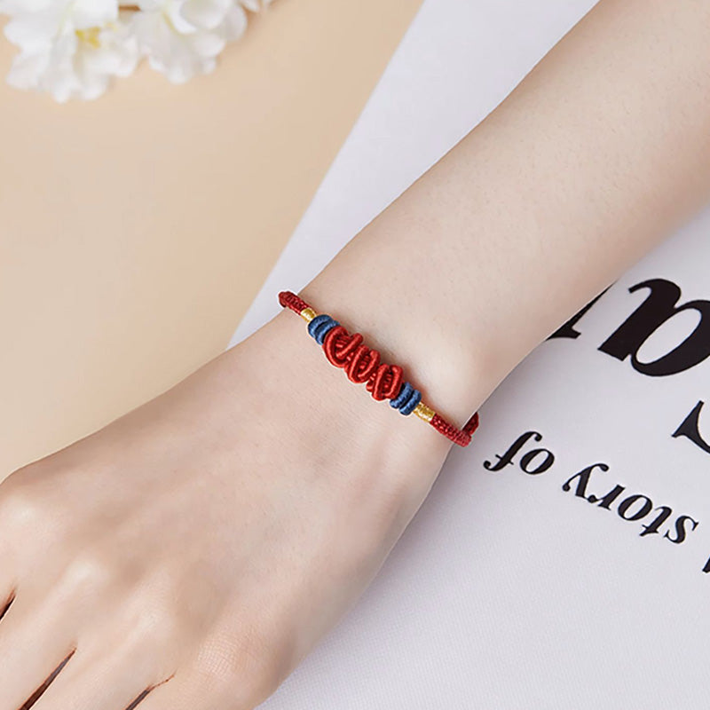 925 Sterling Silver Koi Fish Charm Wealth Success Braided Bracelet