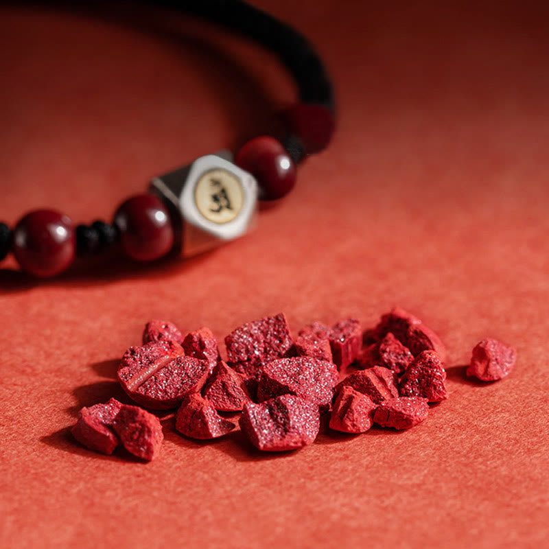 925 Sterling Silver Chinese Zodiac Cinnabar Calm Bracelet