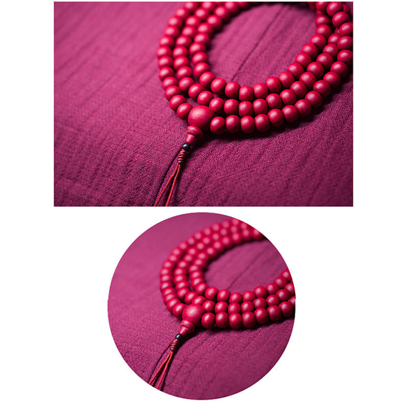 108 Mala Beads Natural Abelia Biflora Wood Protection Bracelet