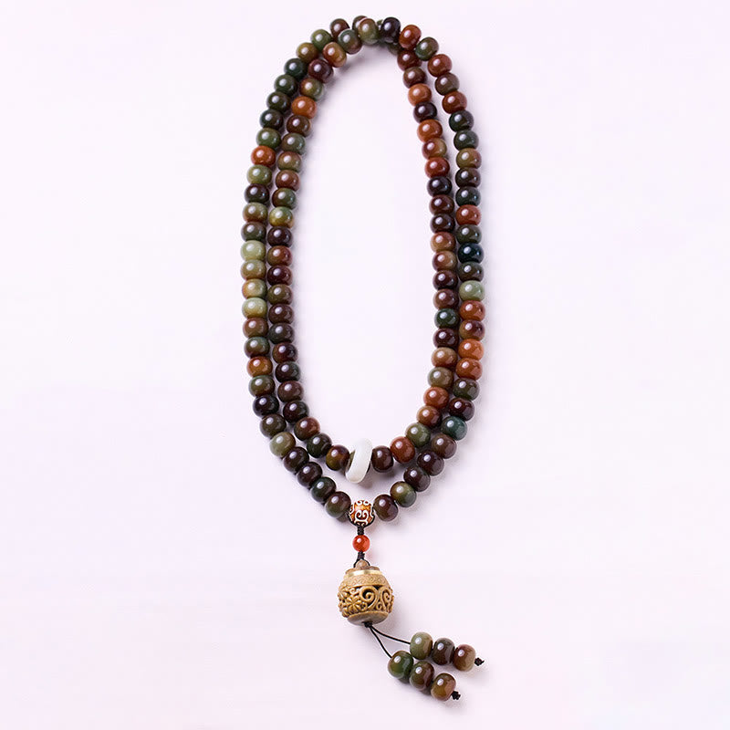 108 Mala Beads Dunhuang Color Bodhi Seed Dzi Bead Keep Away Evil Spirits Bracelet