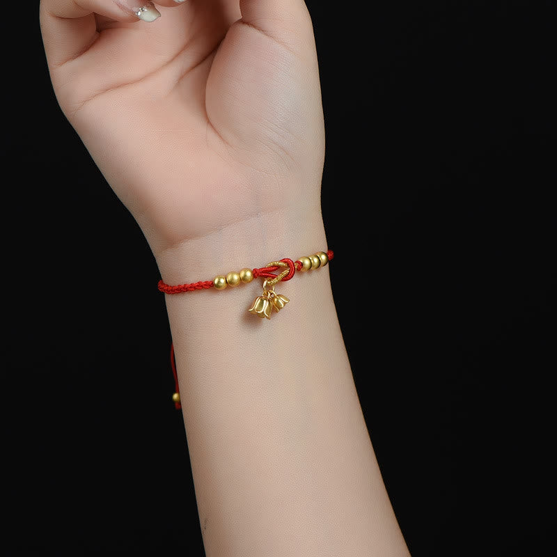 Handcrafted Lily Of The Valley Flower Charm Design Luck Protection Braided Bracelet