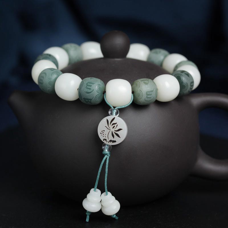 White Bodhi Six True Words Protection Bracelet