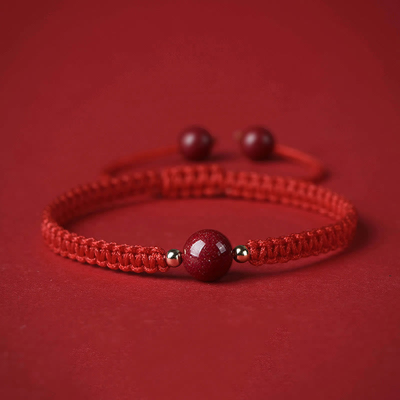 Lucky Cinnabar Bead Blessing Red String Bracelet