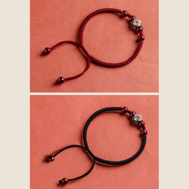 925 Sterling Silver Chinese Zodiac Cinnabar Calm Bracelet
