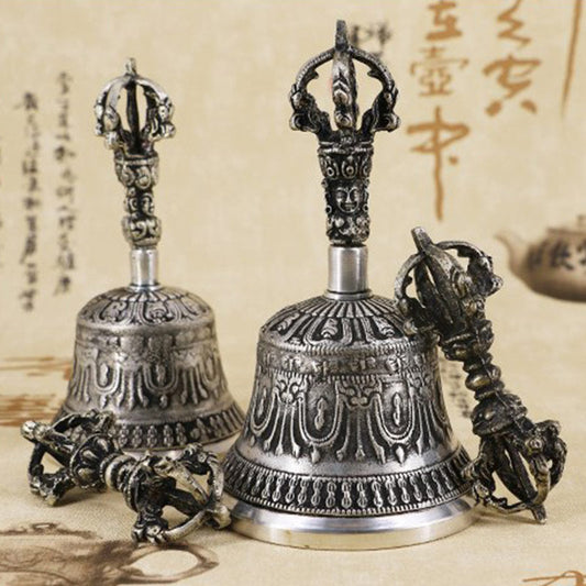 Tibetan Meditation Bell and Vajra Dorje Copper Decoration Set