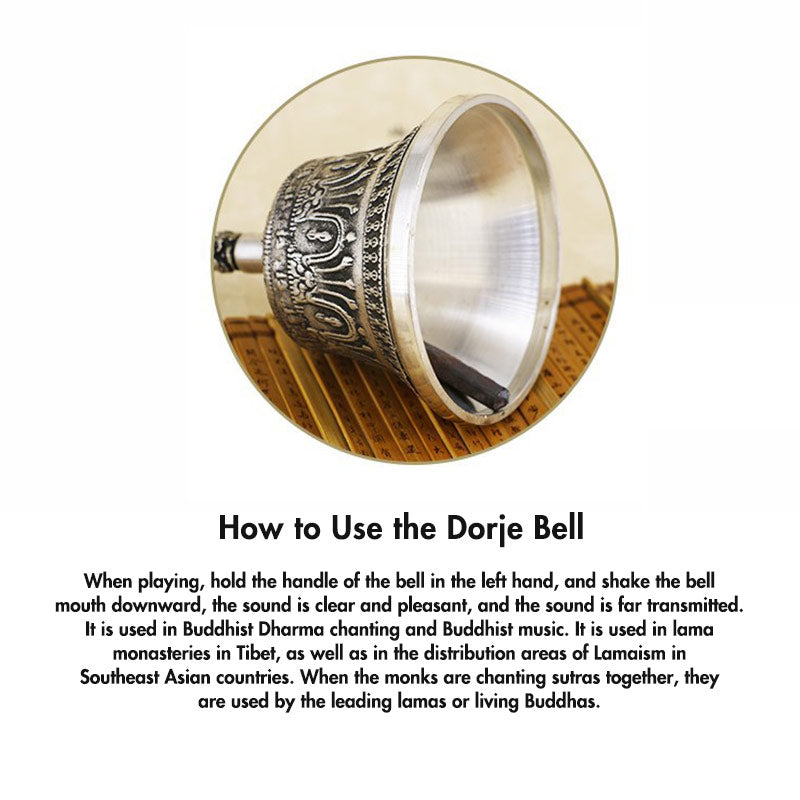 Tibetan Meditation Bell and Vajra Dorje Copper Decoration Set