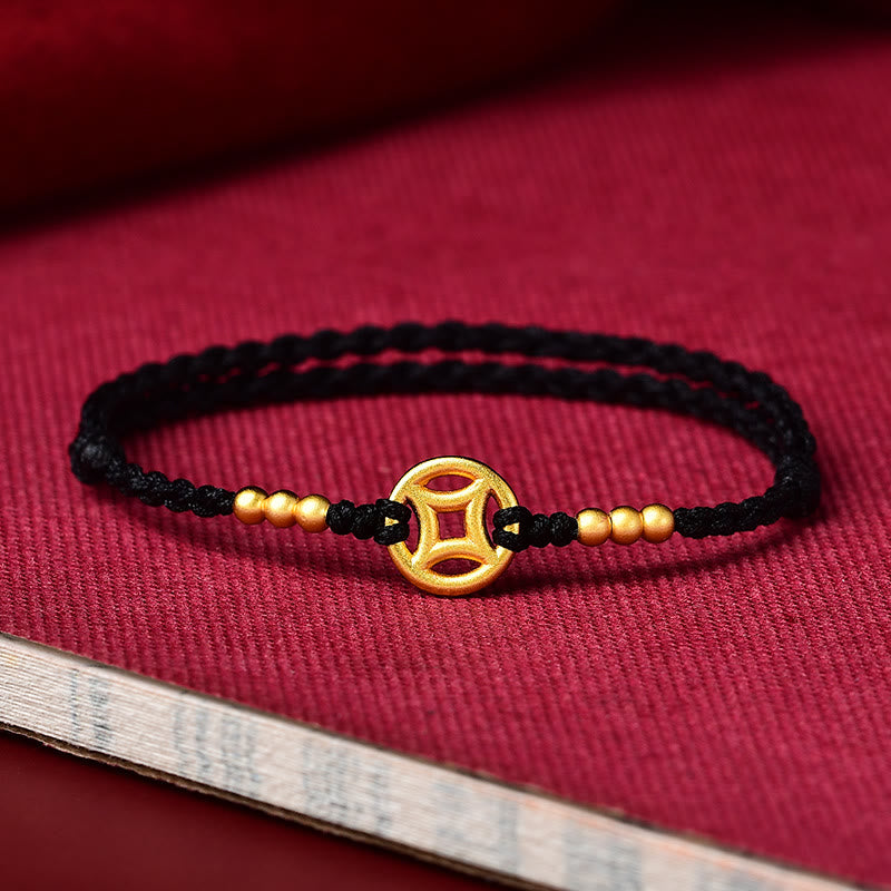 Copper Coin Strength Braided String Bracelet Anklet