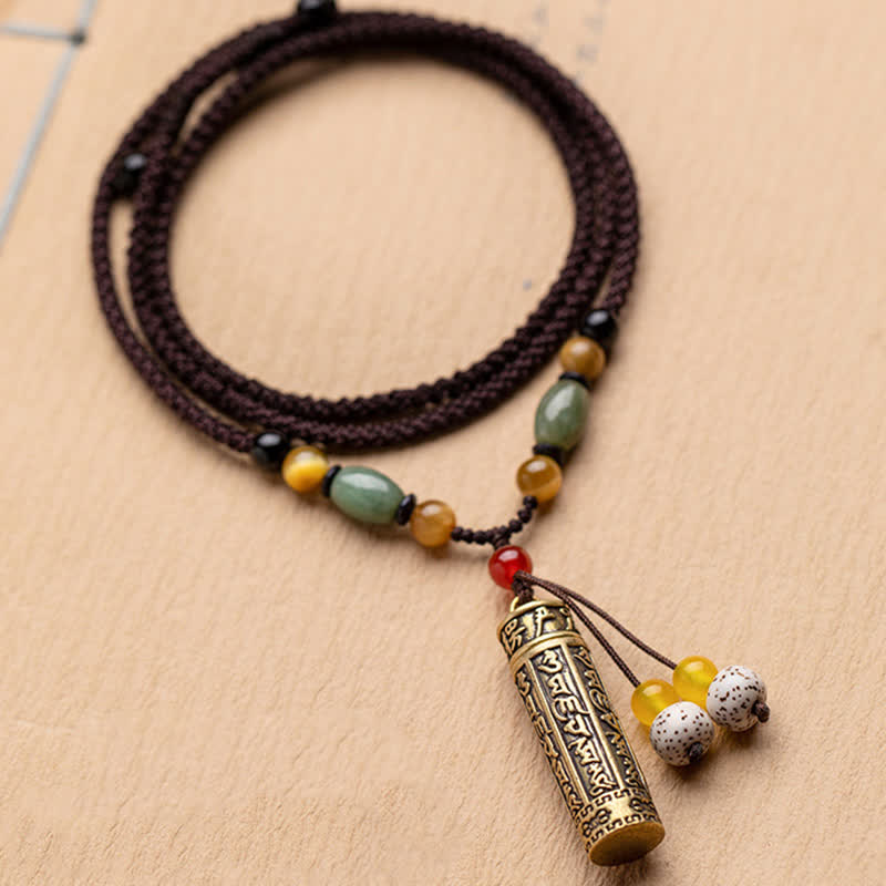 Tibet Om Mani Padme Hum Agate Shurangama Sutra Protection Necklace Pendant