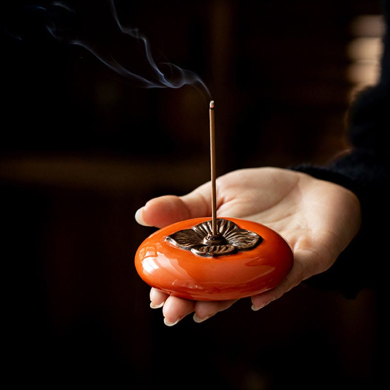 Persimmon Ceramic Meditation Incense Burner Incense Holders