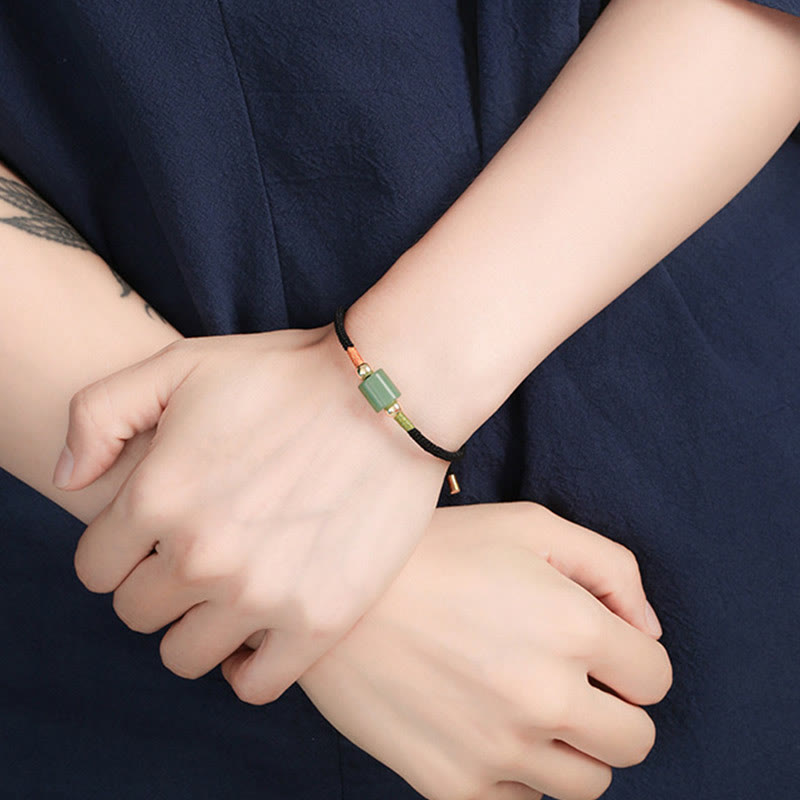 Tibet Handmade Green Aventurine Red Stone Malachite Luck Protection Braided Rope Bracelet