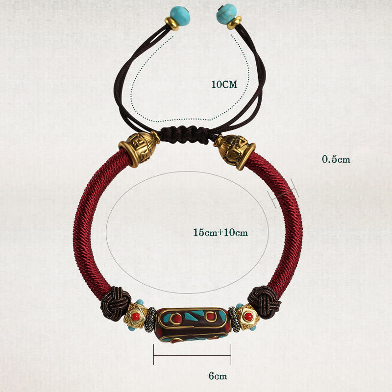 Handmade Tibetan Turquoise Om Mani Padme Hum Strength Braided Bracelet