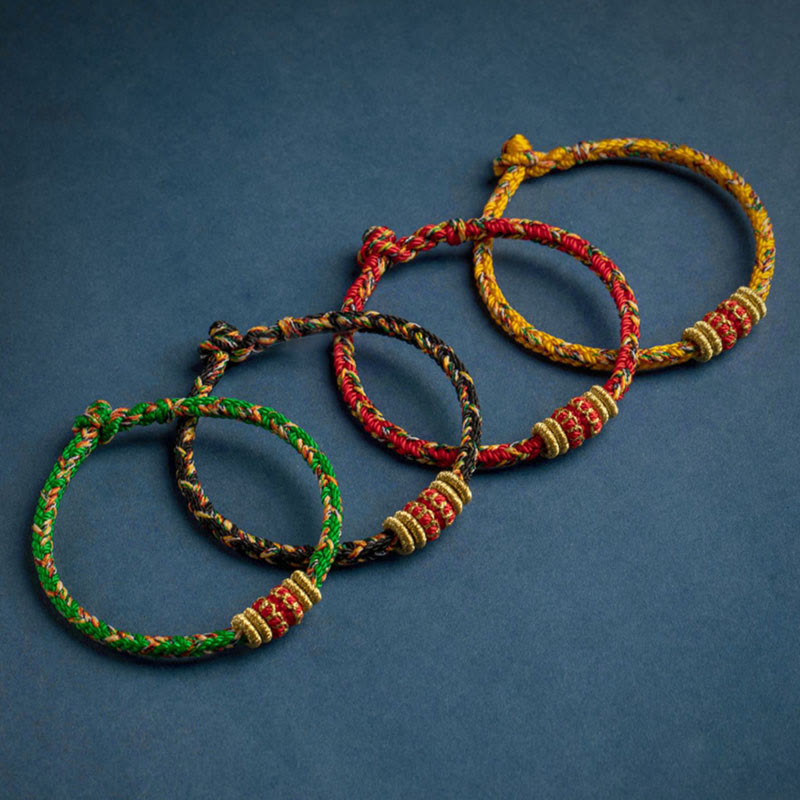 Tibet Handmade Chinese Zodiac Luck Strength Braided String Bracelet