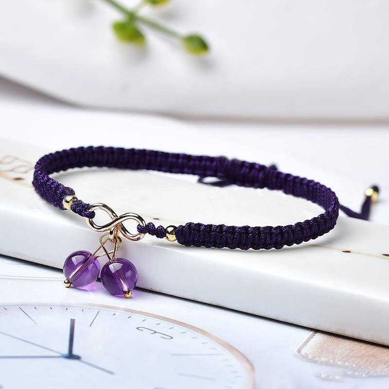 Natural Strawberry Quartz Amethyst Green Phantom Bead Positive Bracelet
