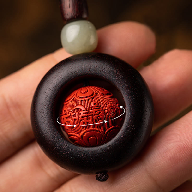 Tibet Om Mani Padme Hum PiXiu Copper Coin Small Leaf Red Sandalwood Cinnabar Protection Key Chain