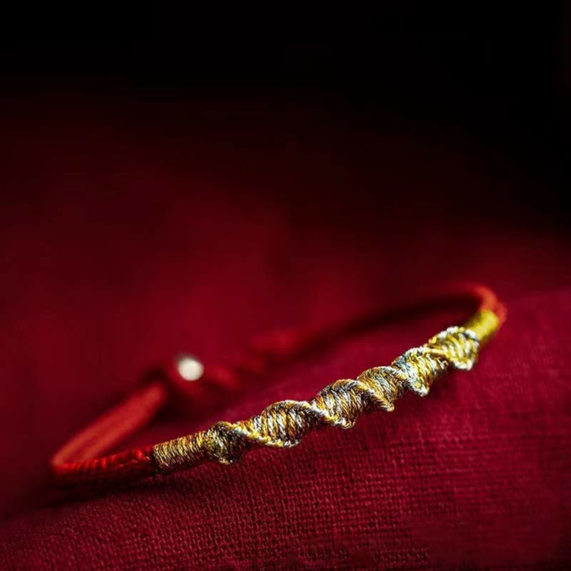 925 Sterling Silver Luck Strength Red String Protection Braid Bracelet