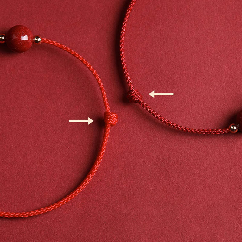 Natural Lucky Cinnabar Bead Blessing String Bracelet Anklet