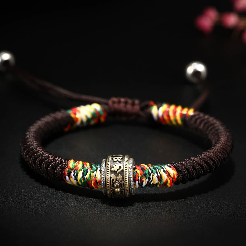 925 Sterling Silver Om Mani Padme Hum King Kong Knot Faith Bracelet