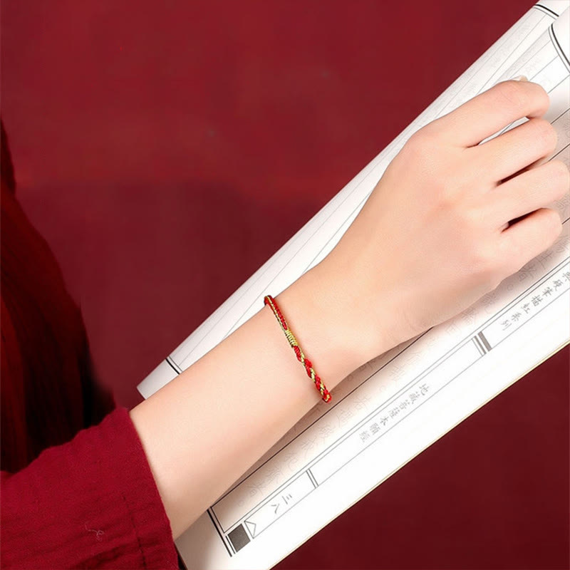 Handmade Chinese Zodiac Rabbit Rooster Rat Horse Dragon Protection Braid String Bracelet