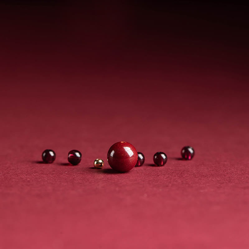 Garnet Cinnabar Lucky Bead PiXiu Om Mani Padme Hum Rose Protection Ring
