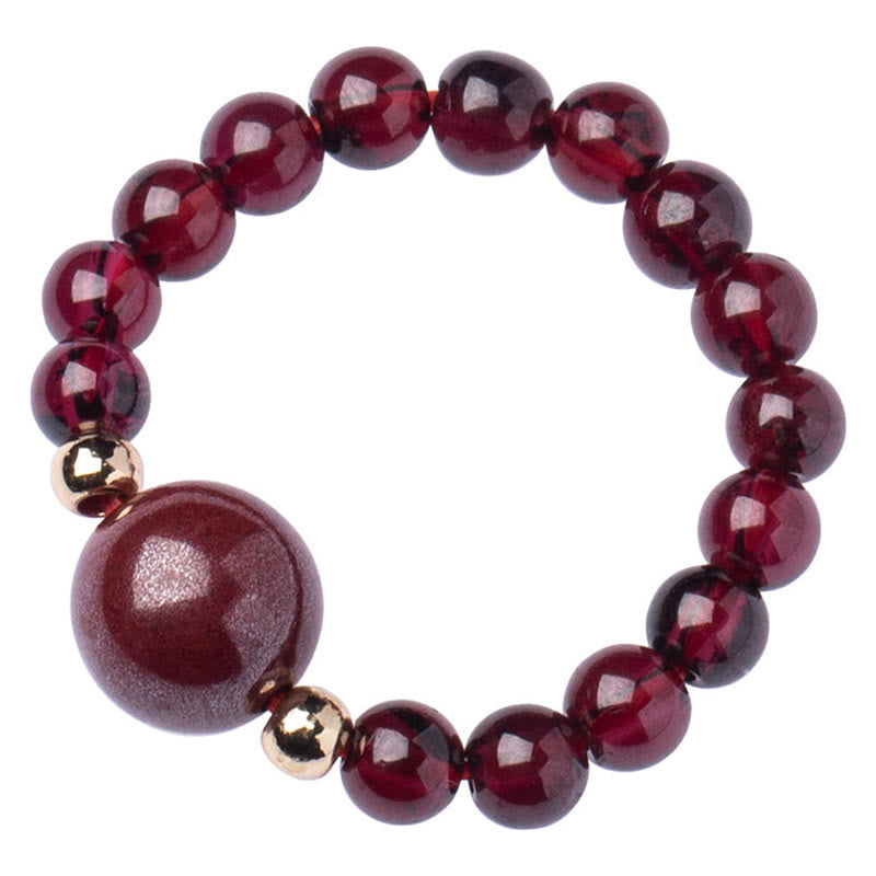 Garnet Cinnabar Lucky Bead PiXiu Om Mani Padme Hum Rose Protection Ring