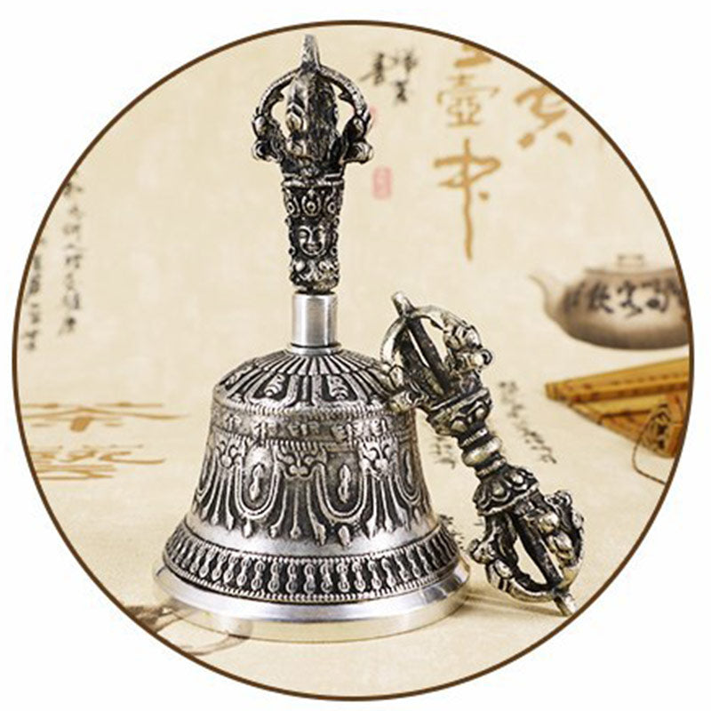 Tibetan Meditation Bell and Vajra Dorje Copper Decoration Set