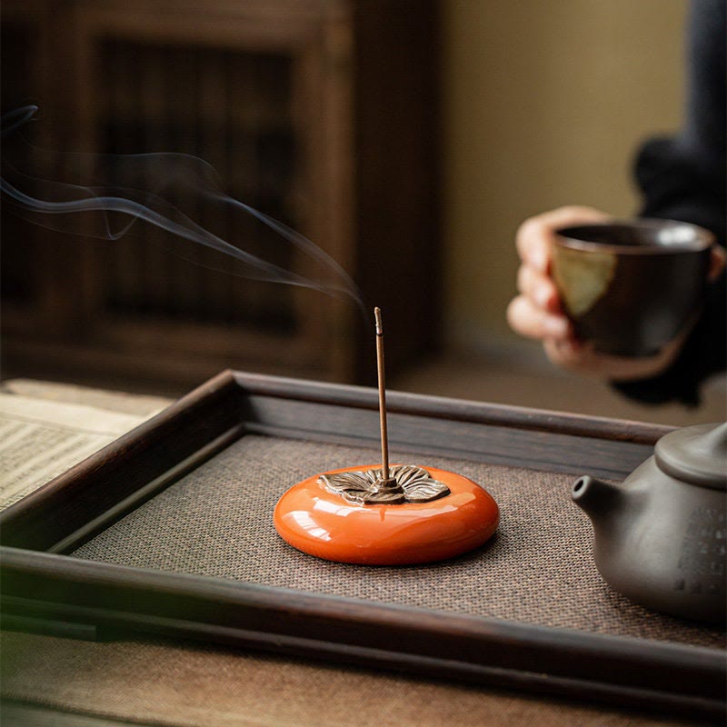 Persimmon Ceramic Meditation Incense Burner Incense Holders