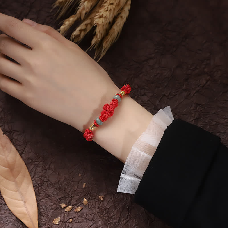 Red String Jade Luck Fortune Knot Braided String Bracelet