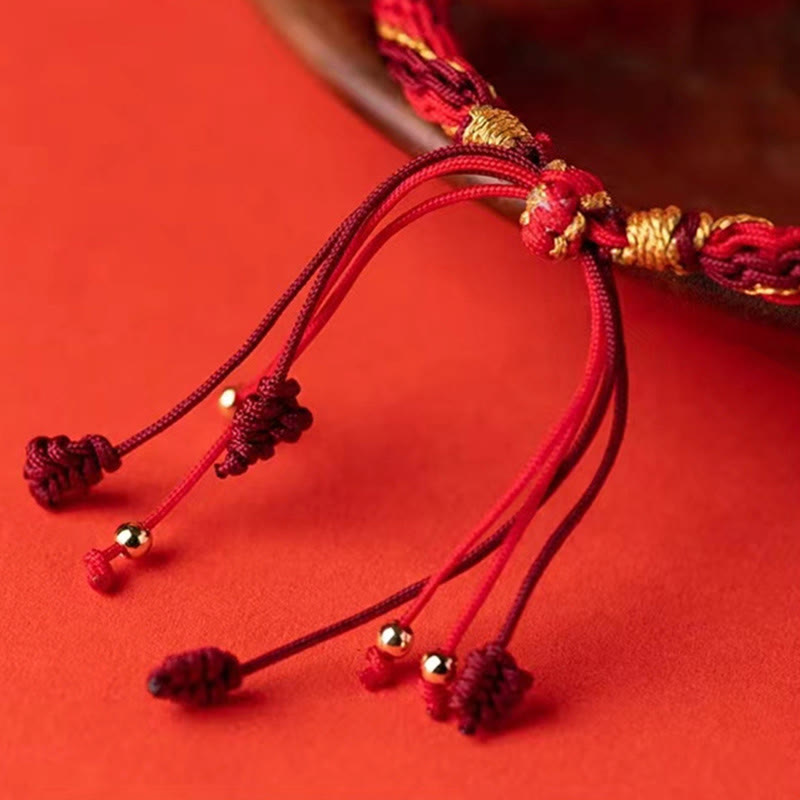 Five Directions Gods of Wealth Handmade Reincarnation Knot Protection String Braid Bracelet