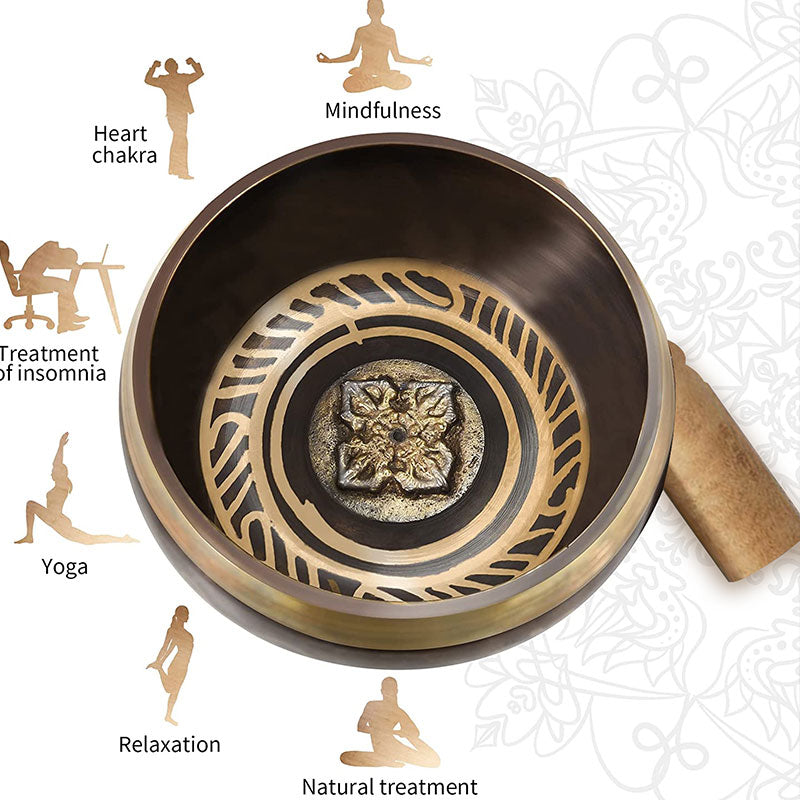 Tibetan Meditation Bowl for and Mindfulness Om Mani Padme Hum Singing Bowl