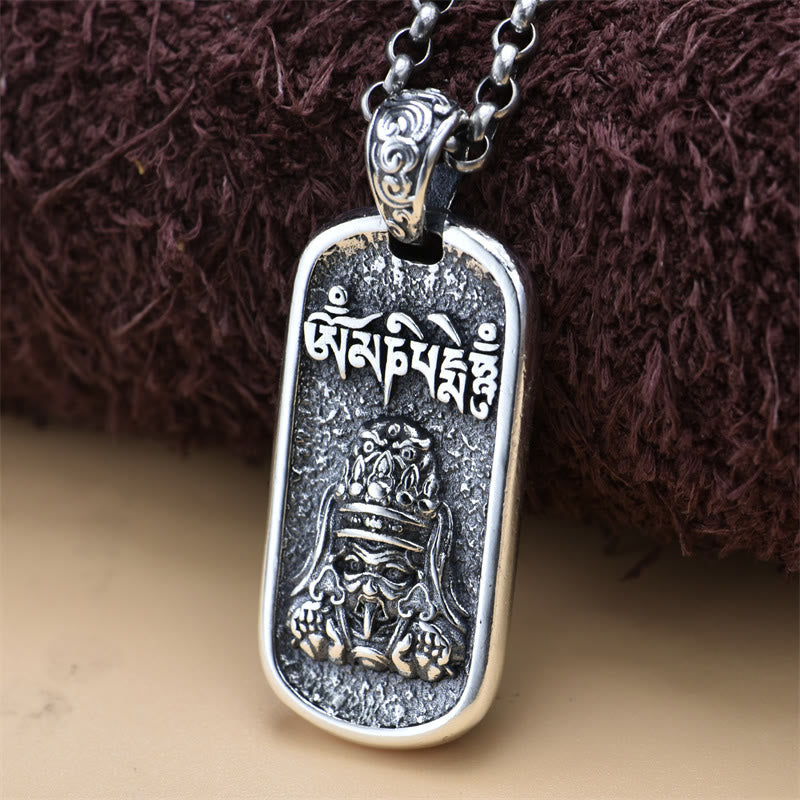 925 Sterling Silver Zakiram Goddess of Wealth Om Mani Padme Hum Peace Necklace Pendant