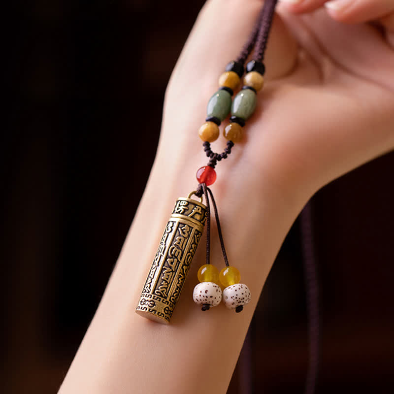 Tibet Om Mani Padme Hum Agate Shurangama Sutra Protection Necklace Pendant