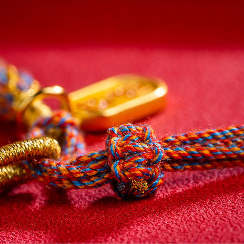 Handmade Multicolored Tibetan Om Mani Padme Hum Ruyi Auspicious Charm Braided Bracelet