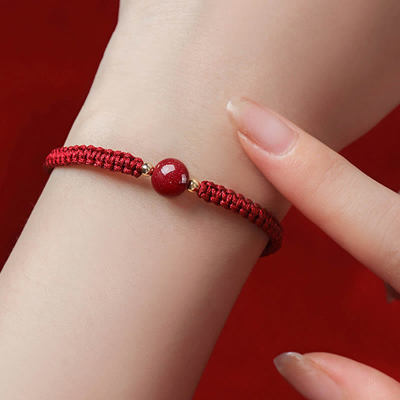 Lucky Cinnabar Bead Blessing Red String Bracelet