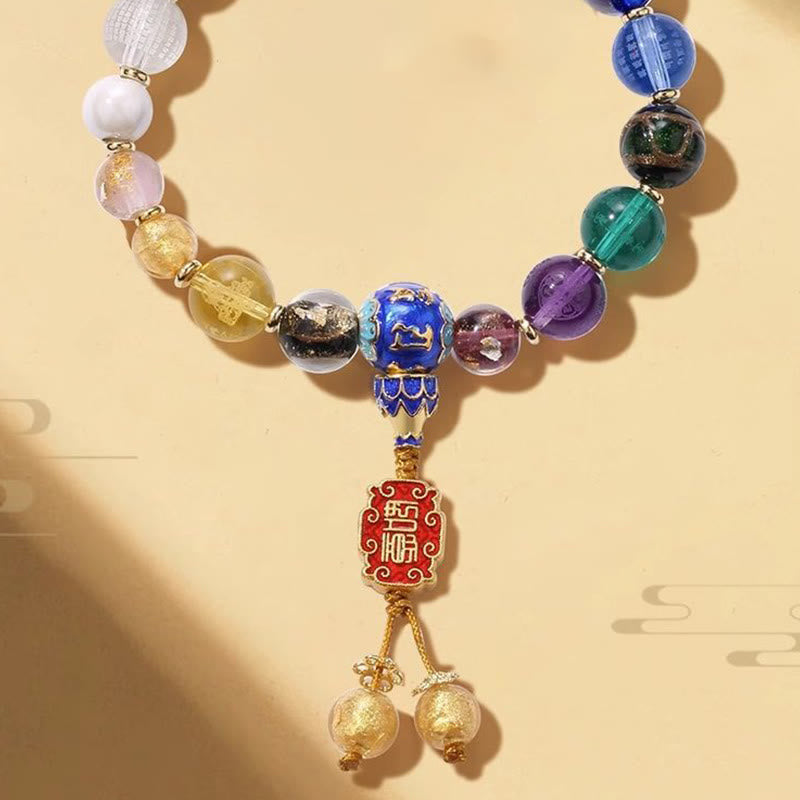 Tibetan Colorful Incense Ash Liuli Glass Bead Om Mani Padme Hum Dorje Vajra 18 Beads Wrist Mala