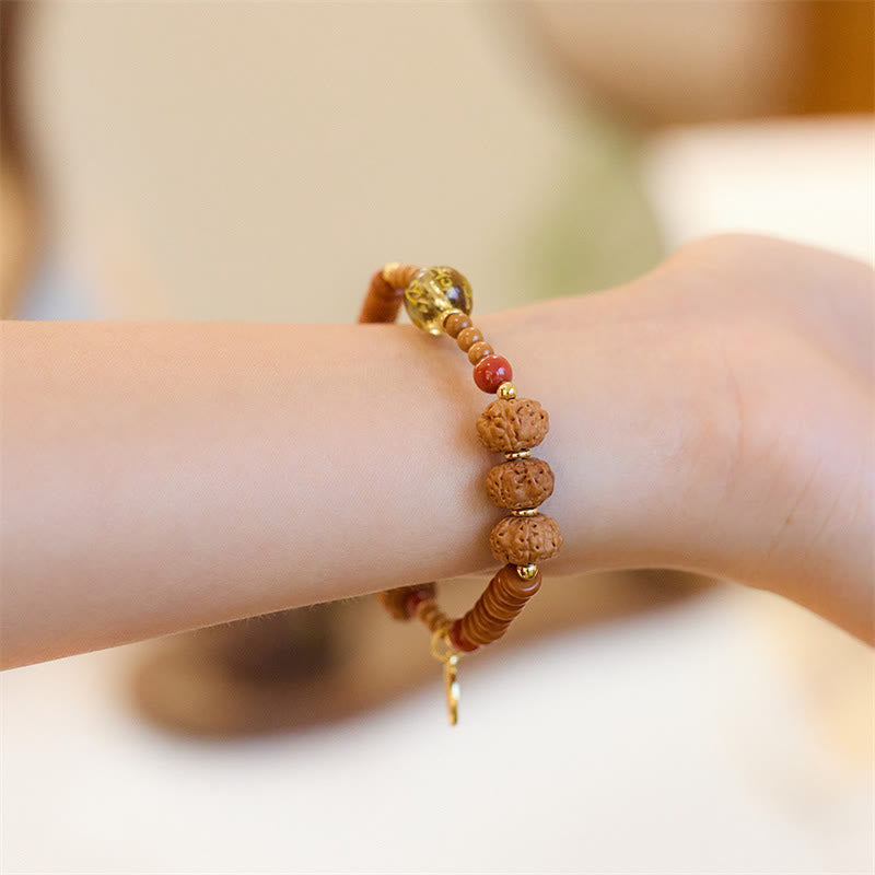 Tibetan Bodhi Seed Black Onyx Smoky Quartz Om Mani Padme Hum Fu Character Wealth Bracelet