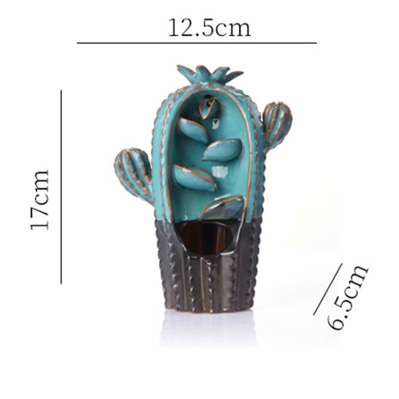 Cactus Ceramic Backflow Smoke Fountain Incense Burner